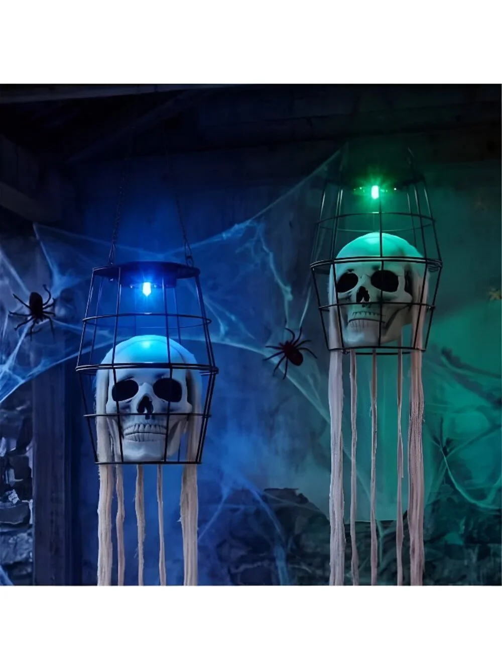2PCS Solar Skeleton Halloween Lights, LED Color Changing Halloween Decorations